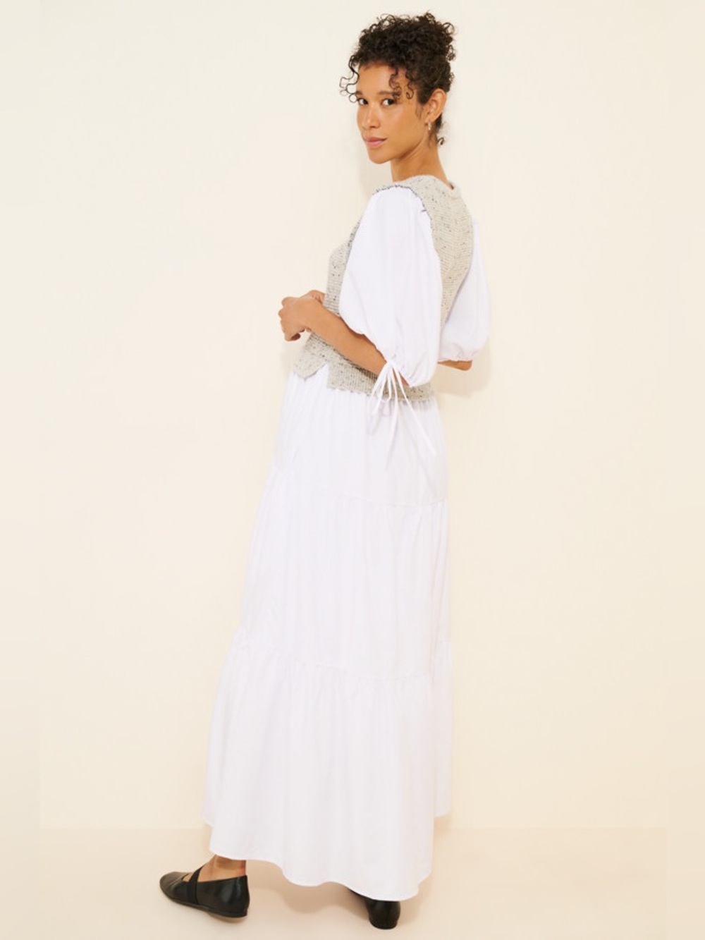 Anthropologie Dot & Lu Maternity Sweater Vest Twofer Maxi Dress Size S - Picture 2 of 14